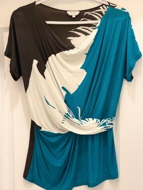 Max Mara Asymmetrical Draped Abstract Tunic Top